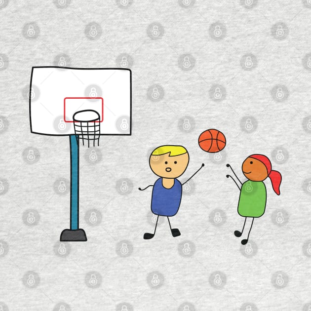 cute kids playing basketball by wordspotrayal